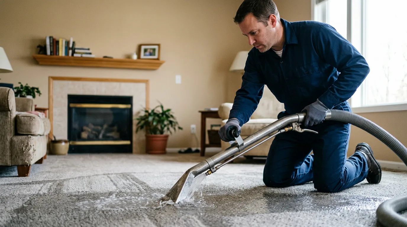 Water damage restoration technician working near Hermitage, AR